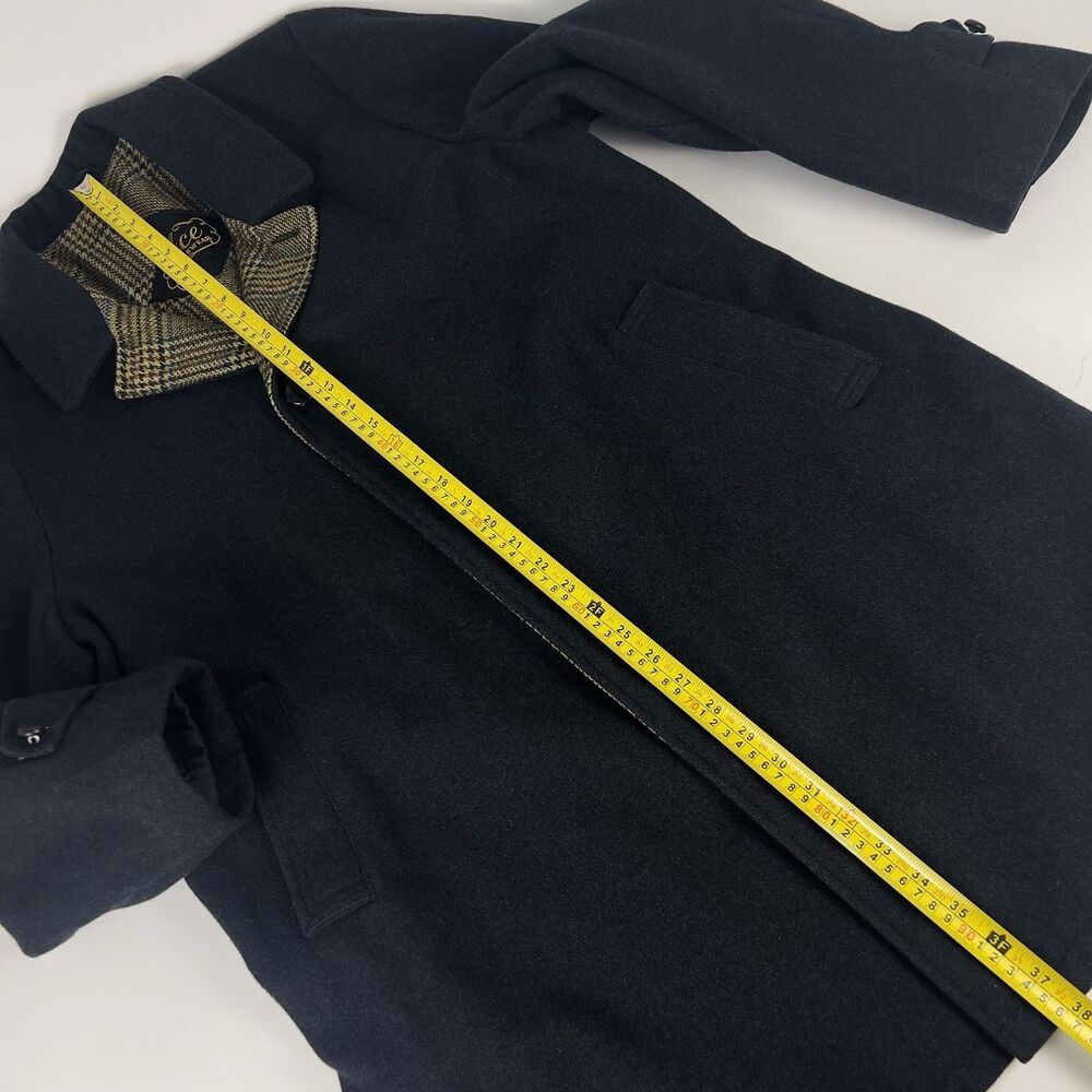 Vtg‎ Ace Sportswear Wool Over Coat Men’s 42 Charcoal Blue Undertones Tweed Lined - Picture 12 of 16